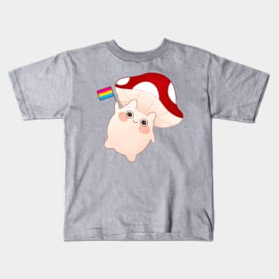 dancing and waving mushroom with pansexual pride flag Kids T-Shirt